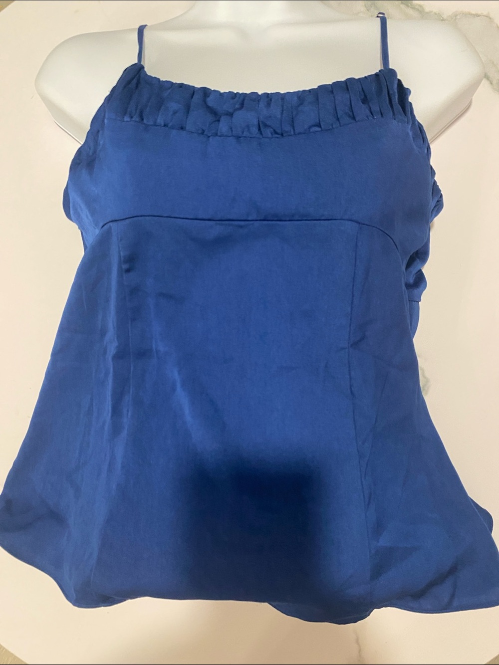 Banana Republic Royal Blue Spaghetti Strap Ruffle-Trim Cami